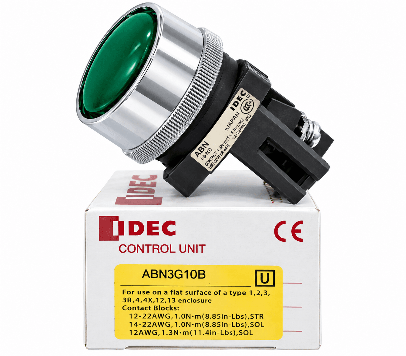 ปุ่มกดควบคุม IDEC รุ่น ABN3G10B สีเขียว